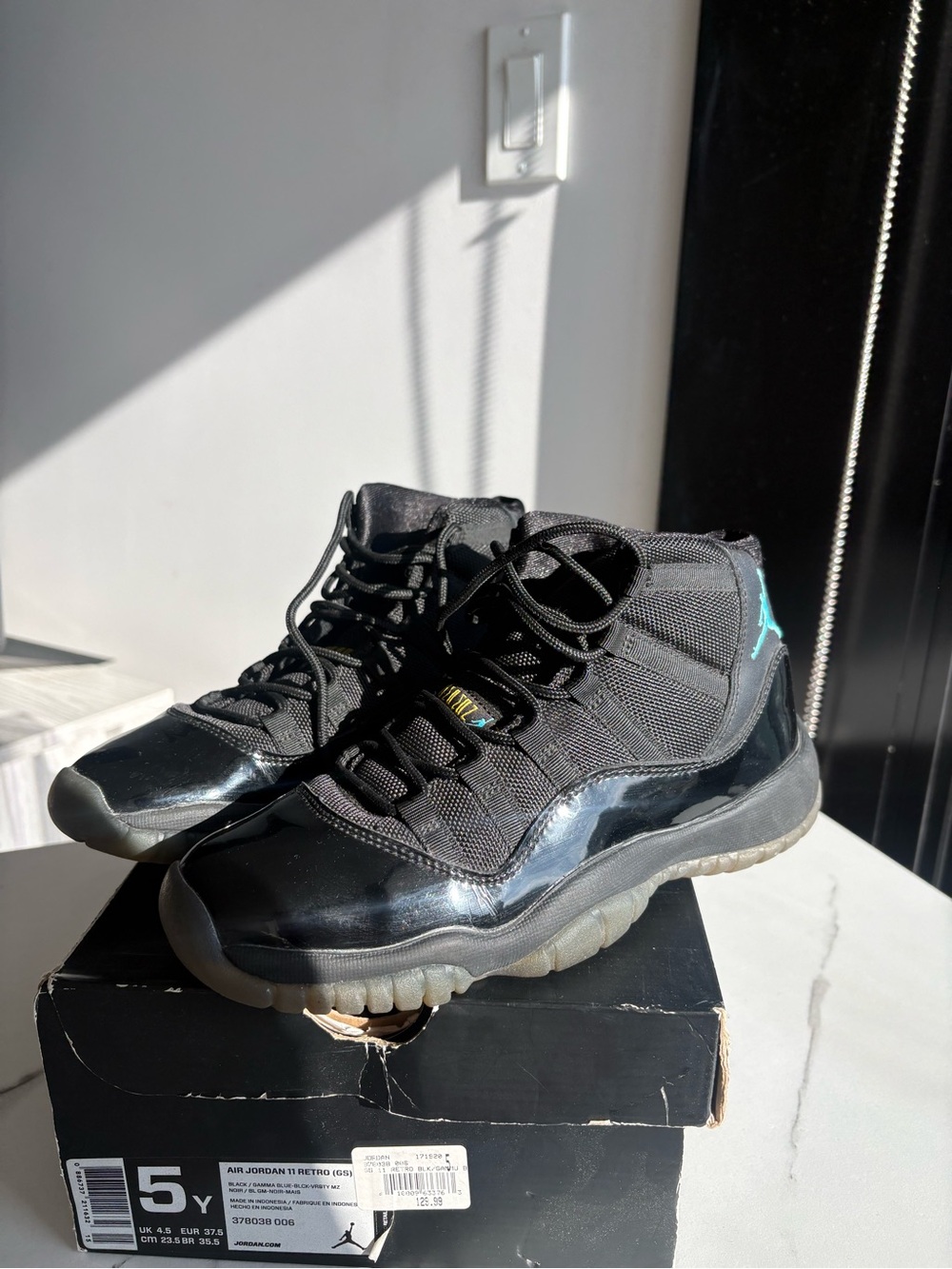 Jordan Black with Teal Jumpman Retro High-Top Sneakers